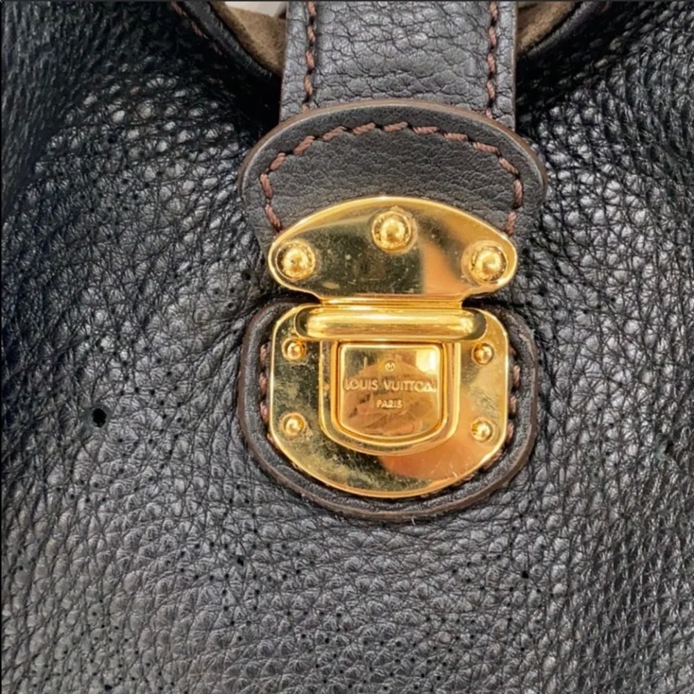 Louis Vuitton Black Monogram Hobo with Gold Hardware Mahina CL